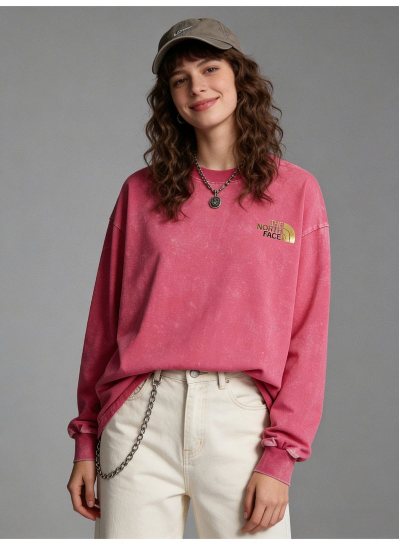 THE NORTH FACE 2026 The North Face retro washed unisex T-neck sweatshirt, high-quality thick cotton loose pullover with gold logo, retro street wear for men and women. - Image 3
